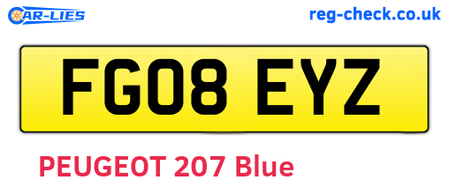 FG08EYZ are the vehicle registration plates.