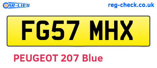 FG57MHX are the vehicle registration plates.