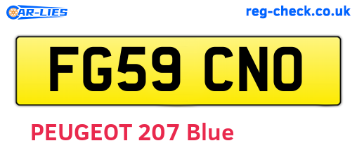 FG59CNO are the vehicle registration plates.