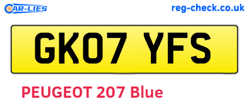 GK07YFS are the vehicle registration plates.