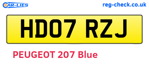 HD07RZJ are the vehicle registration plates.