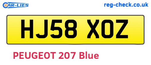 HJ58XOZ are the vehicle registration plates.