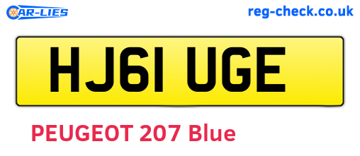 HJ61UGE are the vehicle registration plates.