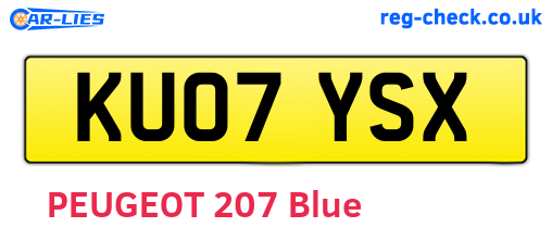KU07YSX are the vehicle registration plates.