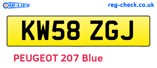KW58ZGJ are the vehicle registration plates.