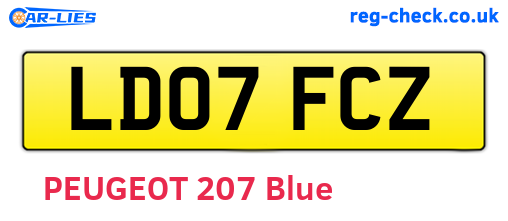 LD07FCZ are the vehicle registration plates.