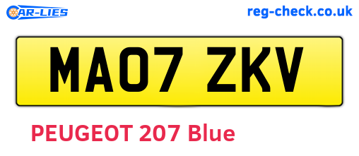 MA07ZKV are the vehicle registration plates.