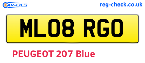 ML08RGO are the vehicle registration plates.