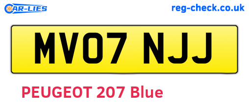 MV07NJJ are the vehicle registration plates.