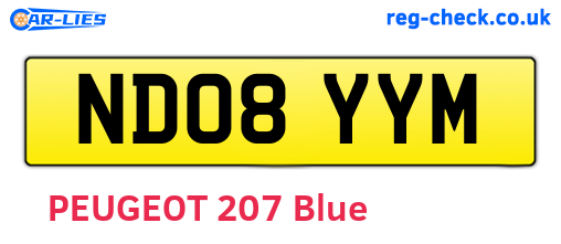ND08YYM are the vehicle registration plates.