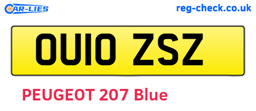 OU10ZSZ are the vehicle registration plates.