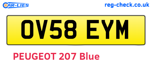 OV58EYM are the vehicle registration plates.