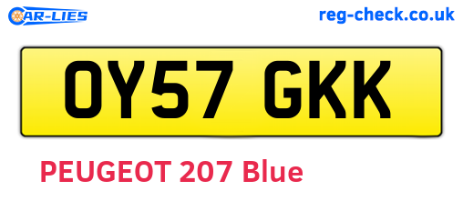 OY57GKK are the vehicle registration plates.
