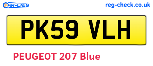 PK59VLH are the vehicle registration plates.