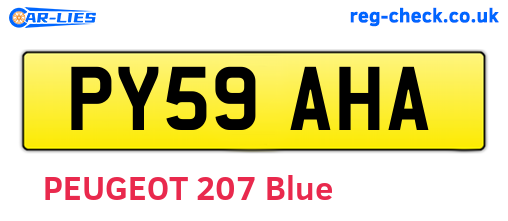 PY59AHA are the vehicle registration plates.