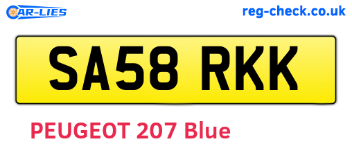 SA58RKK are the vehicle registration plates.