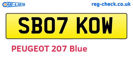 SB07KOW are the vehicle registration plates.
