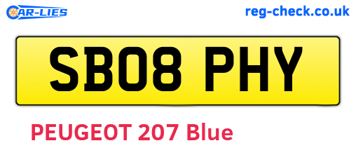 SB08PHY are the vehicle registration plates.