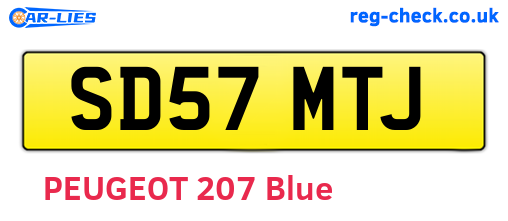 SD57MTJ are the vehicle registration plates.
