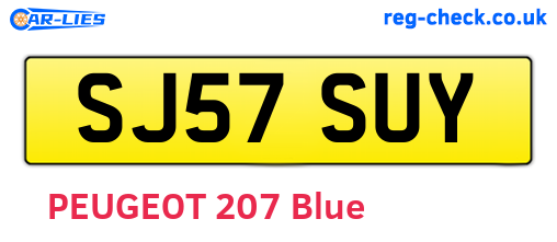 SJ57SUY are the vehicle registration plates.