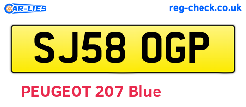 SJ58OGP are the vehicle registration plates.