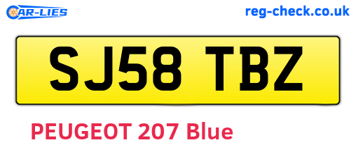 SJ58TBZ are the vehicle registration plates.
