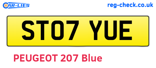 ST07YUE are the vehicle registration plates.