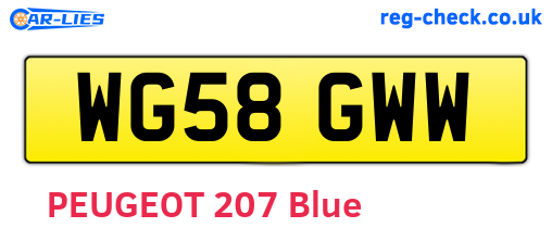 WG58GWW are the vehicle registration plates.