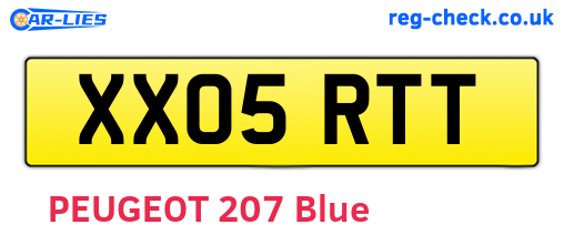 XX05RTT are the vehicle registration plates.