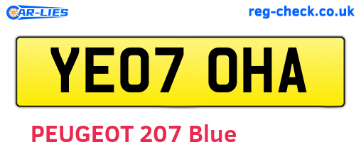 YE07OHA are the vehicle registration plates.
