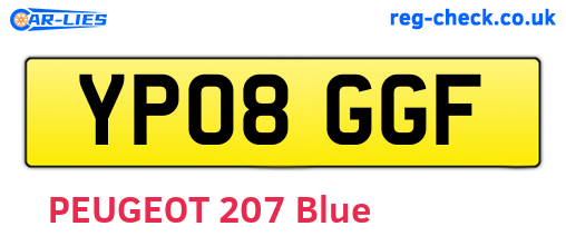 YP08GGF are the vehicle registration plates.