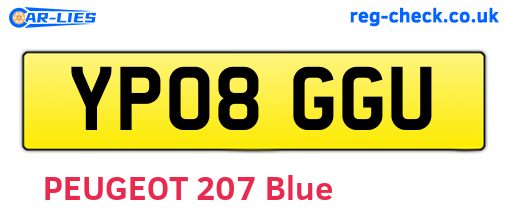 YP08GGU are the vehicle registration plates.