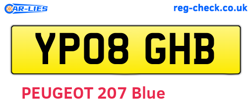 YP08GHB are the vehicle registration plates.