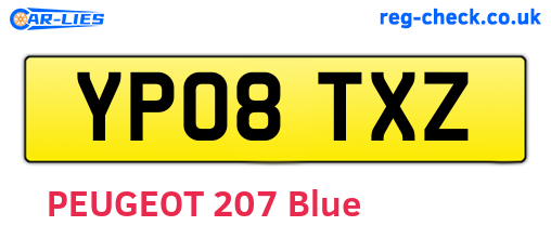 YP08TXZ are the vehicle registration plates.
