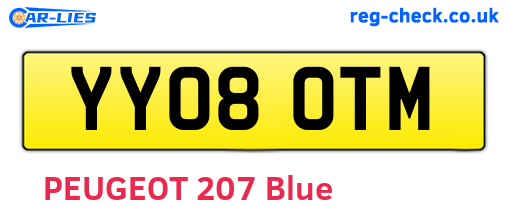 YY08OTM are the vehicle registration plates.