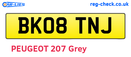 BK08TNJ are the vehicle registration plates.