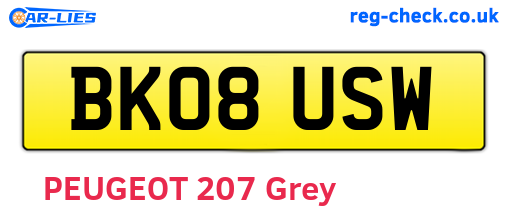 BK08USW are the vehicle registration plates.