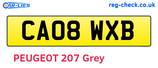 CA08WXB are the vehicle registration plates.