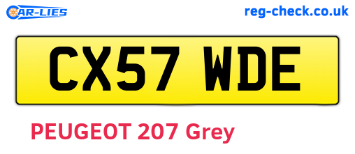 CX57WDE are the vehicle registration plates.