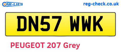 DN57WWK are the vehicle registration plates.