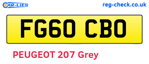 FG60CBO are the vehicle registration plates.