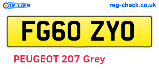 FG60ZYO are the vehicle registration plates.