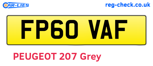 FP60VAF are the vehicle registration plates.