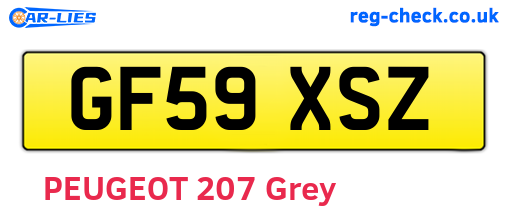 GF59XSZ are the vehicle registration plates.