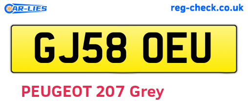 GJ58OEU are the vehicle registration plates.