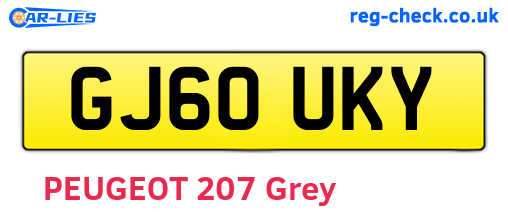 GJ60UKY are the vehicle registration plates.
