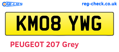 KM08YWG are the vehicle registration plates.