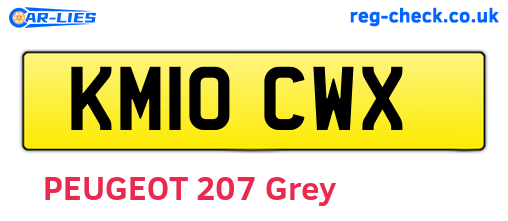 KM10CWX are the vehicle registration plates.