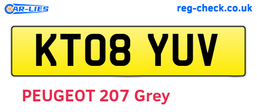 KT08YUV are the vehicle registration plates.