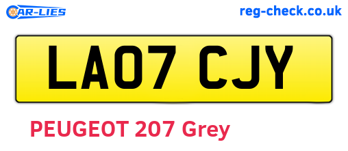 LA07CJY are the vehicle registration plates.